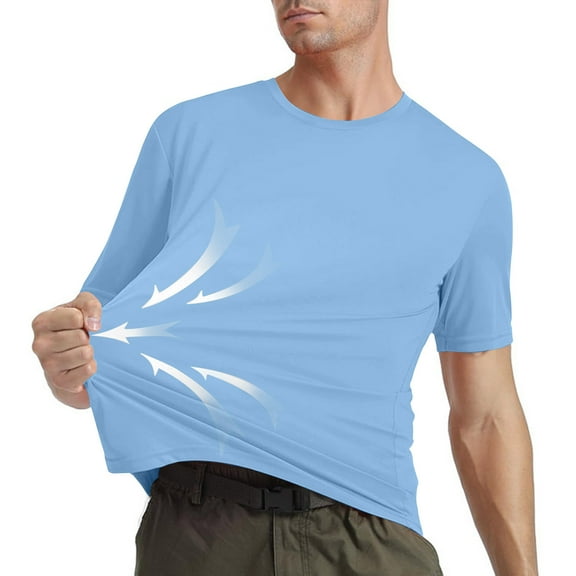 DPTALR Men's Summer Quick-Dry Solid Color Lightweight Breathable Short Sleeve T-shirt,Sky Blue, M