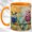 Orange, variant on Floral Owl Trio Coffee Mug, Ornate Bird Mug, Ceramic 11 oz
