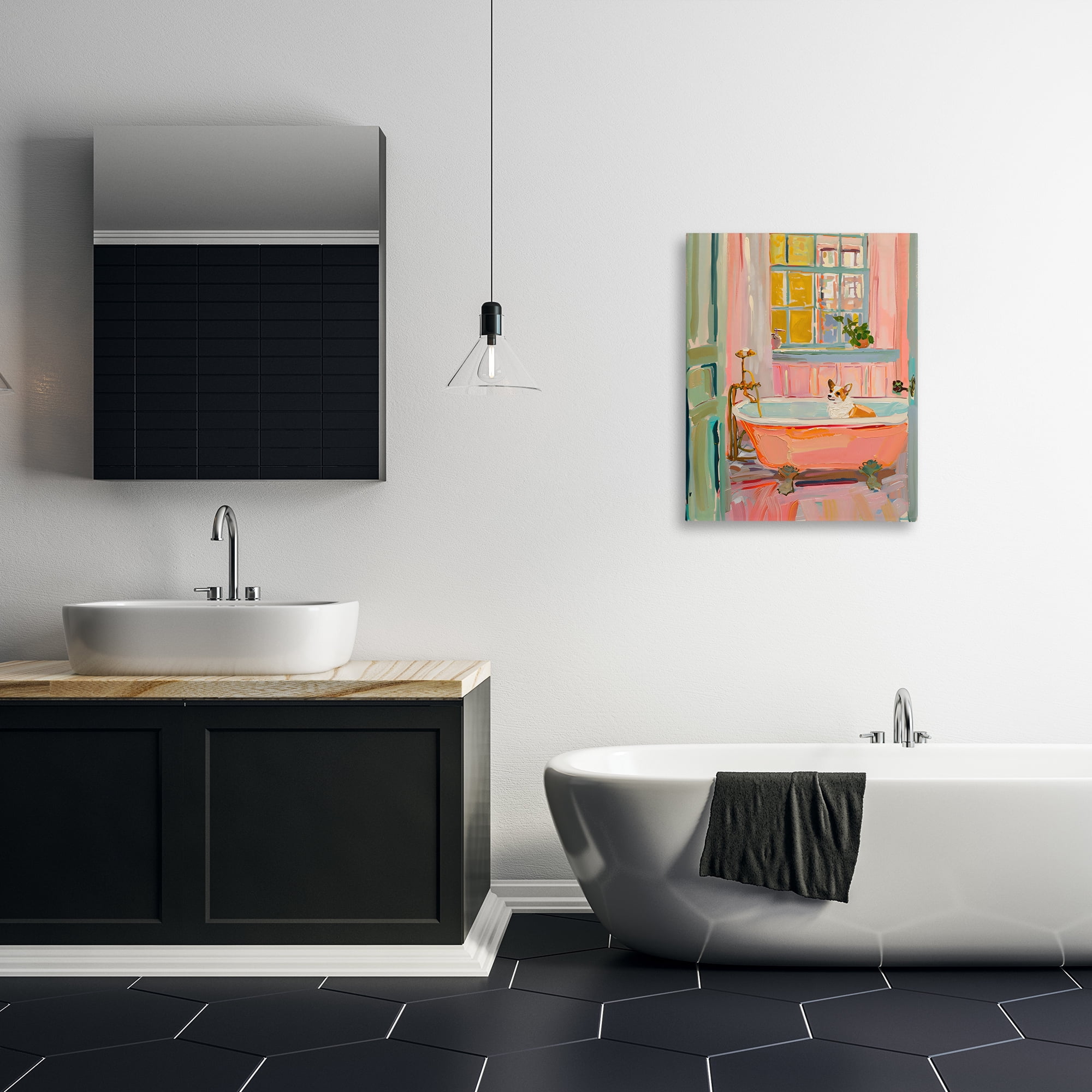 Stupell Industries Corgi in Bathtub Canvas Wall Art, design by The Prints Vibe