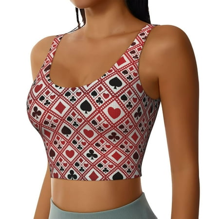 Picia Poker Sports Bra for Women Padded Strappy Sports Bras Medium Support Yoga Bra with Removable Cups Running Yoga Bra-Medium