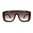 thumbnail image 2 of Womens Semi Rimless Flat Top Thick Plastic Shield Sunglasses Tortoise Gold Brown, 2 of 4