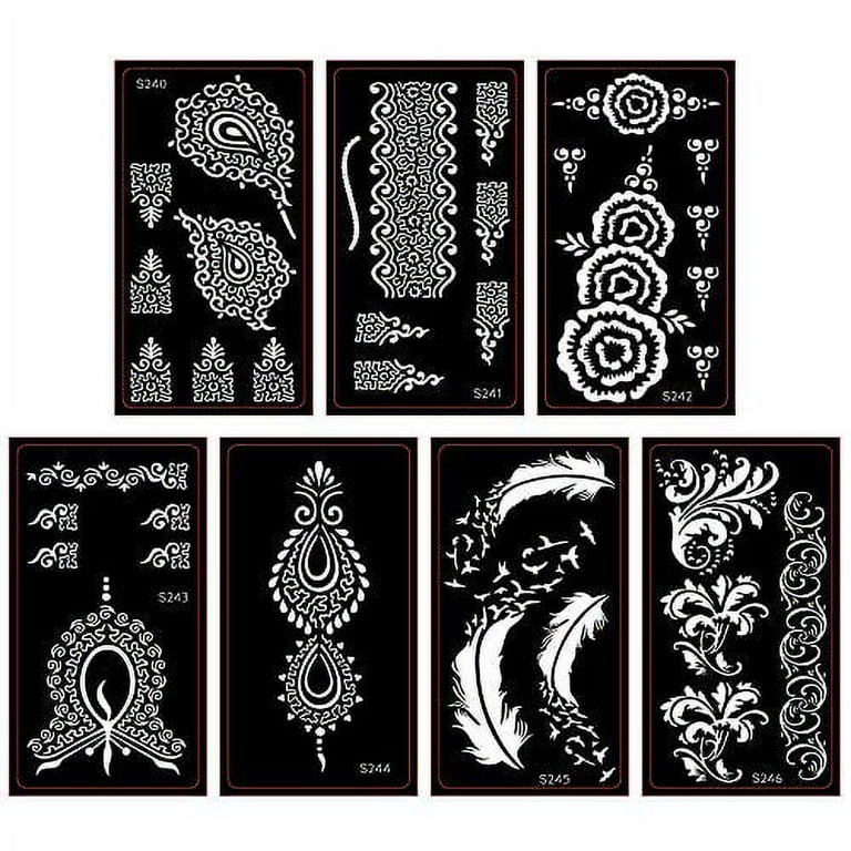 30 Sheets Henna Tattoo Kit Stencil, Glitter Temporary Tattoo Templates Set,  Indian Henna Tattoo Sticker Kit For Body Art Painting (2)