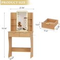 thumbnail image 2 of FANRAL Vanity Desk with LED Lighted Mirror and Power Outlet,Makeup Vanity Table with Storage Drawers,3 Lighting Modes and Adjustable Brightness,Dressing Table for Bedroom,Natural Oak Vanity, 2 of 7