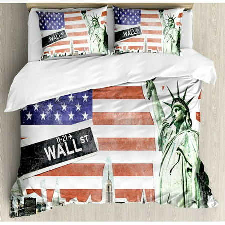 Ambesonne American Flag Nyc Collage With Famous Monuments Wall