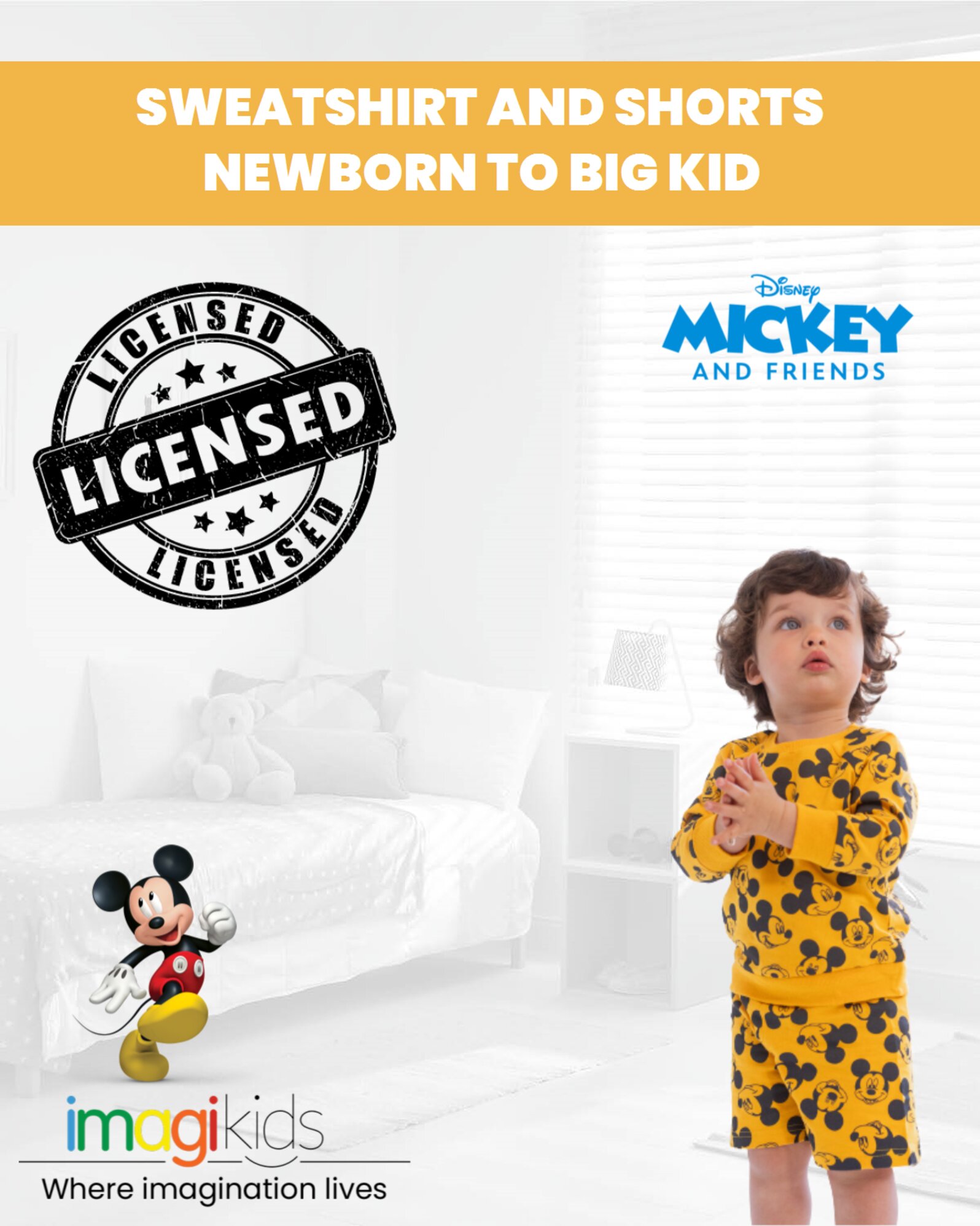 Disney Mickey Mouse Newborn Baby Boys French Terry Sweatshirt and Shorts Newborn to Toddler - image 4 of 5