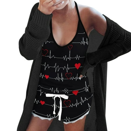 

ASEIDFNSA Strapless Bathing Suits Swim Wear Womens Women Heart Printing Top Shorts Set Pajamas Sleeveless Cami Shorts Lingerie Sleepwear Set Homewear Fashion Set