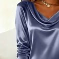 thumbnail image 6 of Women's Elegant Satin Long Tops Cowl Neck Solid Color Long Sleeve Shirts Dress Casual Business Dressy Shirts Office Work Ladies Top, 6 of 7