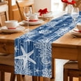 thumbnail image 5 of Navy Blue Coastal Cotton Linen Table Runner for Dining Kitchen, Summer Beach Nautical Starfish Coral Vintage Wedding Outdoor Party Tablerunners, Dresser Scarf Coffee Tablecloth Runners 13x70 Inches, 5 of 9