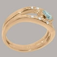 thumbnail image 3 of LBG British Made 18k Rose Gold Natural Aquamarine & Cubic Zirconia Womens Anniversary Ring - 33 size options - Size 6.75, 3 of 7