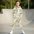 thumbnail image 5 of Uorisanigo Girls Boys Sweatsuit Set Oversized Leaf Print Pullover Hoodies and Athletic Cargo Jogger Sweatpants, Kids Long Sleeve Sweatshirt and Pants Outfits Pack of 2, 5 of 7