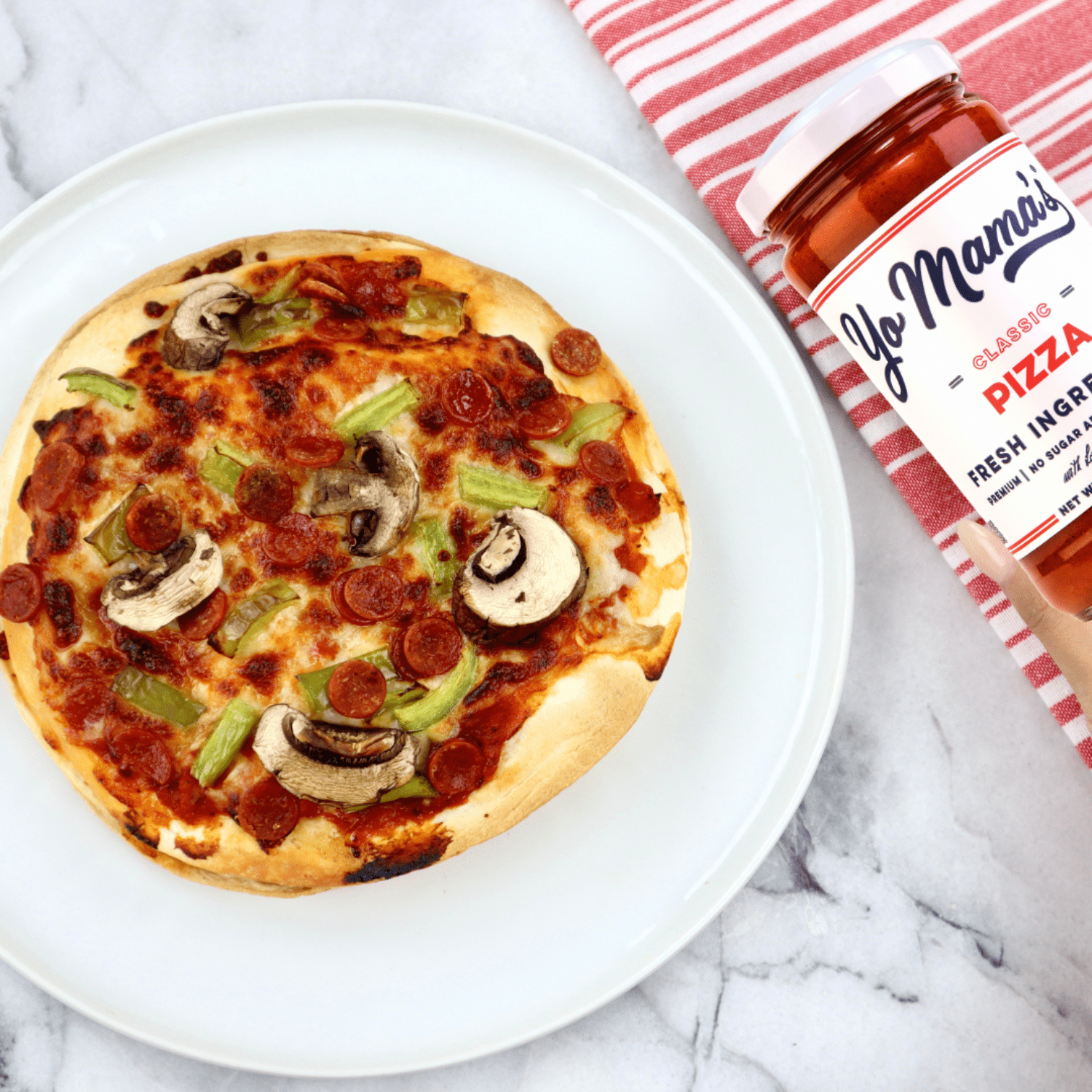 Yo Mama’s Foods Classic Pizza Sauce, 12.5 oz, No Sugar Added, Low Carb, Gluten-Free, All-Natural, Sauce