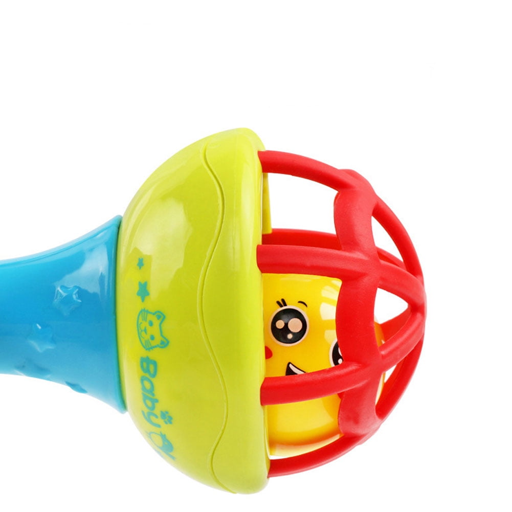 TH_ Funny Multicolor Teether Rattle Toy Grasping Gums Hand Bell Educational Braw 