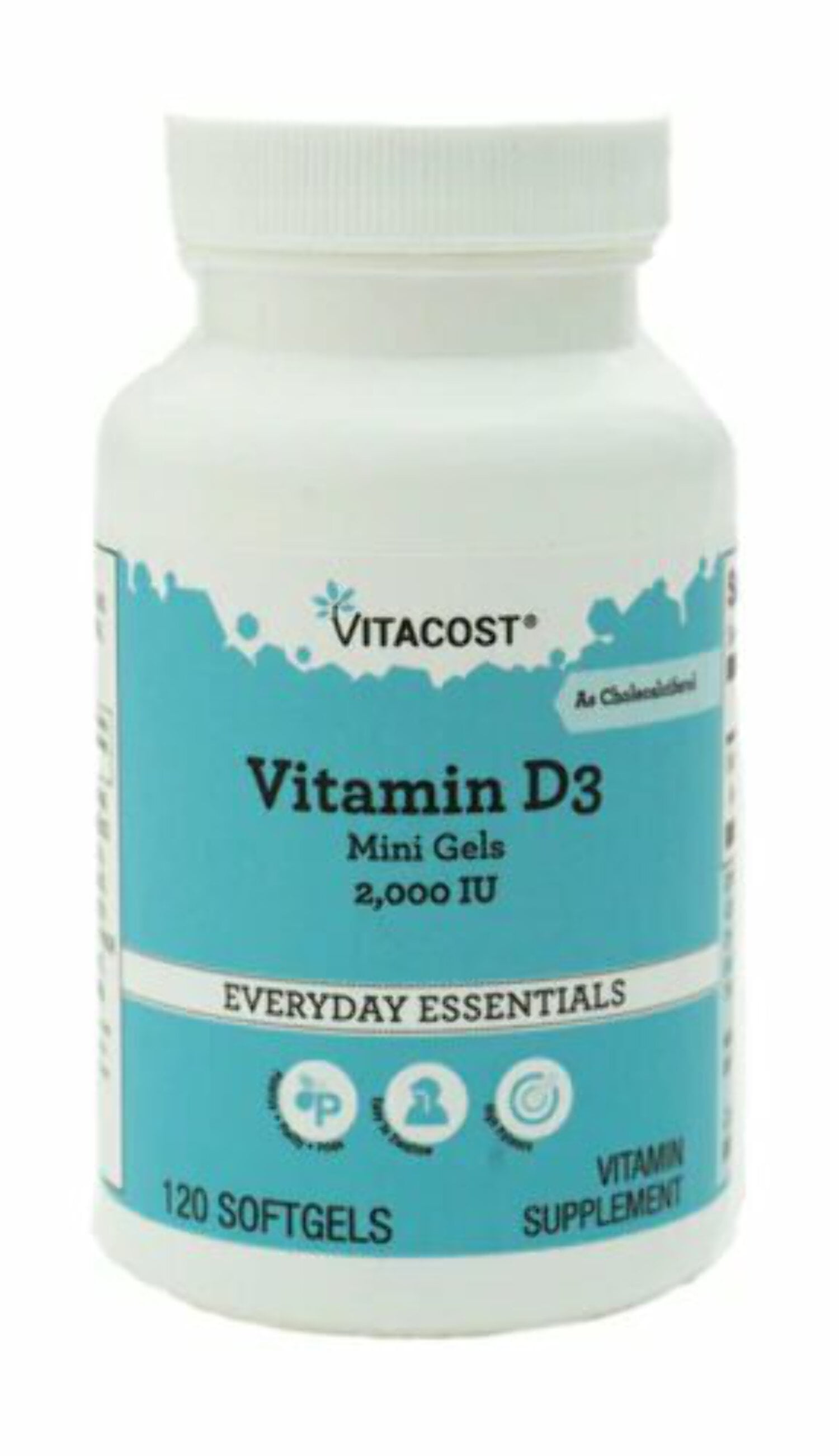 Vitacost Vitamin D3 (as Cholecalciferol) 2000 IU 120 Softgels
