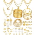 thumbnail image 1 of Set de joyas 17 MILE chapado en oro de 78 piezas para mujer con 9 collares, 1 of 8