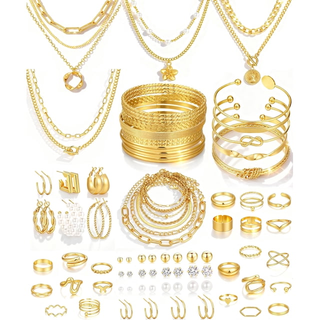 Set de joyas 17 MILE chapado en oro de 78 piezas para mujer con 9 collares