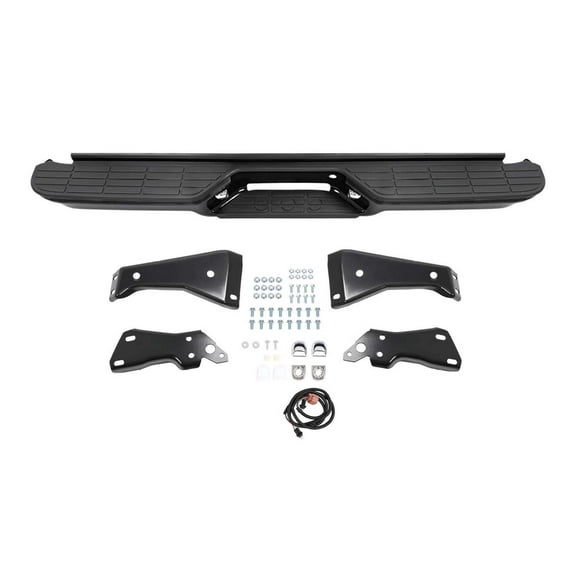 WaiRitoday Powder-Coated Black Rear Bumper Compatible with 88-00 Chevrolet C1500 C2500 K1500 Fleetside