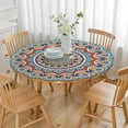thumbnail image 3 of Fitted Round Tablecloth, Elastic Edge Design,Suitable for Round Tables Ranging from 36 in to 44 in,Round Outdoor Tablecloth,Mandala Style,Easy Clean & Stain Resistant, 3 of 6