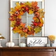 thumbnail image 6 of SkyAuks 14 Inch Fall Wreath Autumn Decorations for Front Door with Maple Leaves Pumpkins and Berries Harvest Thanksgiving Halloween Farmhouse Decor Indoor Outdoor Wall Window Hanging,, 6 of 7
