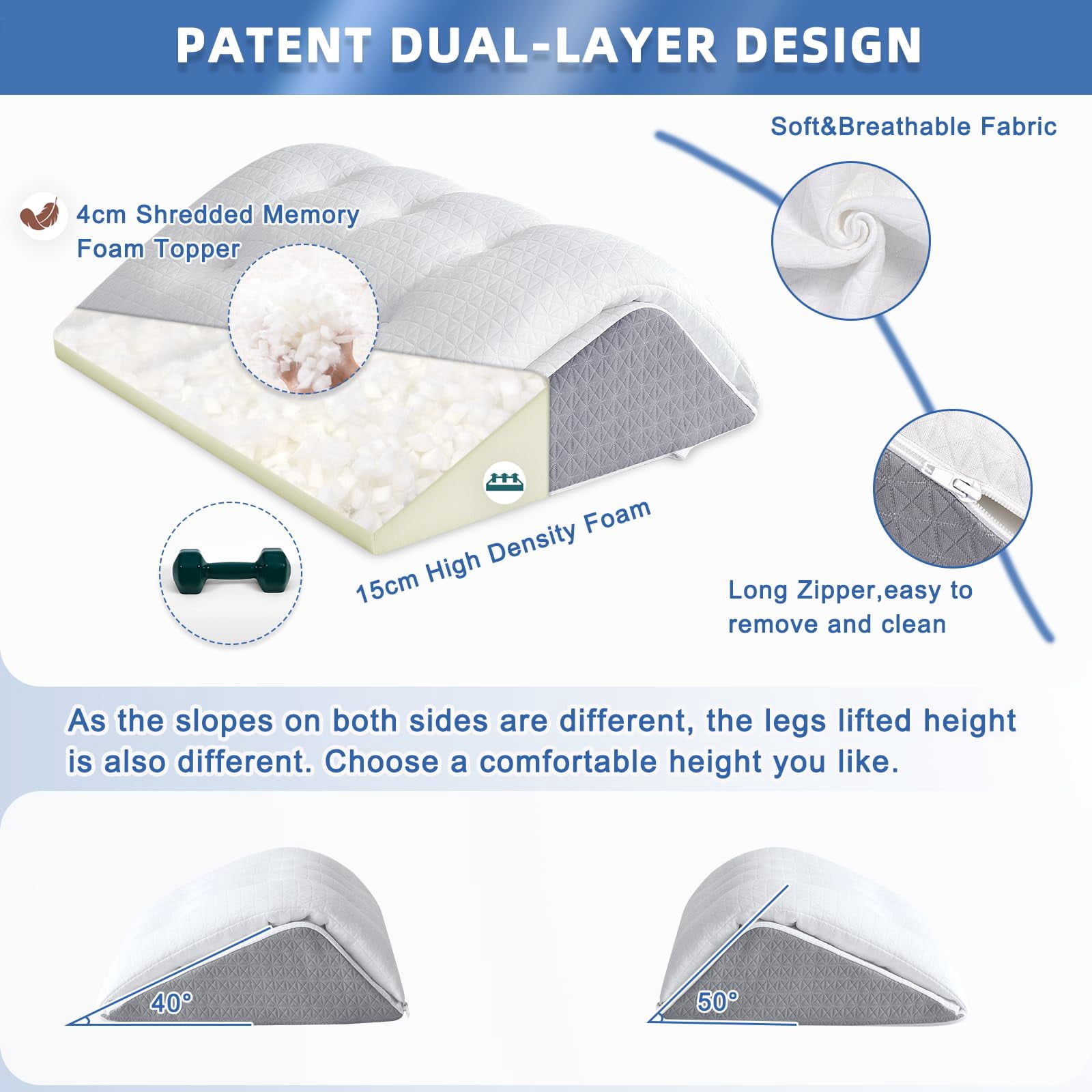 Shinnwa Knee Pillow Memory Foam Leg Wedge Pillow For Post Surgery Leg Elevation Knee Support