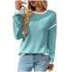 thumbnail image 2 of Ailaofu Women's 2025 Fall Fashion Crew Neck Long Sleeve Oversized Color Block Sweaters Ribbed Pullover Tops, 2 of 3