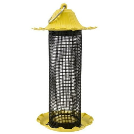 Seed Cylinder Bird Feeder Stokes Select Little-Bit Feeders Finch Bird Feeder with Metal Roof, Yellow, .6 lb Seed Capacity ()