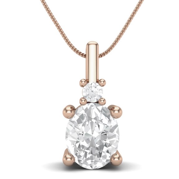 0.60 Carat Moissanite Diamond E Color VS1 Clarity Brilliant Cut 925 Sterling Silver Rose Vermeil Solitaire Women's Necklace