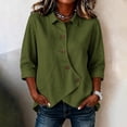 thumbnail image 4 of Summer Sales Womens Summer Tops Asymmetrical Placket Collar Linen‑Blend Button Casual Blouse Oversized Tshirts for Women, 4 of 9