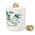 thumbnail image 3 of Anchor Piggy Bank, Pin-up Girl Nautical Sailor Suit Surrounded by Swallow Birds Stars Hand Drawn, Ceramic Coin Bank Money Box for Cash Saving, 3.6" X 3.2", Teal and White, by Ambesonne, 3 of 4