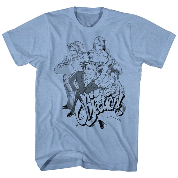 Ace Attorney First Cast Light Blue Heather Adult T-Shirt