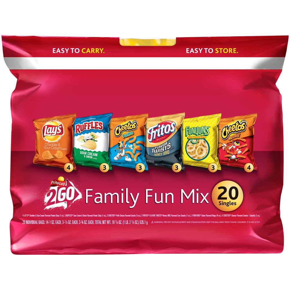 FritoLay 2Go Family Fun Mix Variety Pack, 0.75 Oz 1 Oz, 20 Ct