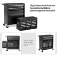 thumbnail image 3 of Aukfa Tool Box, 2 in 1 Steel Rolling Tool Chest & Cabinet on Wheels for Garage, 8-Drawers, Black, 3 of 12