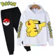 thumbnail image 1 of Conjunto de manga larga de Pikachu para niños, chándal informal de Pokémon, Sudadera con capucha y pantalones, 3 a 14 años, 1 of 1