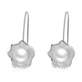 thumbnail image 3 of CILENON Dangle Flower Stud Earrings Small Fresh Flower Pearl Retro Art Earrings Earrings (Silver,One Size), 3 of 4