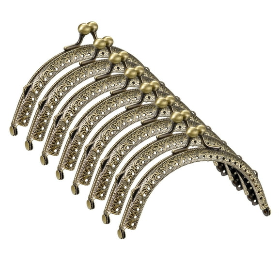 Uxcell Metal Purse Frames, 4.9" 8Pack Kiss Lock Clasp Frame for Coin Bags Sewing DIY, Bronze