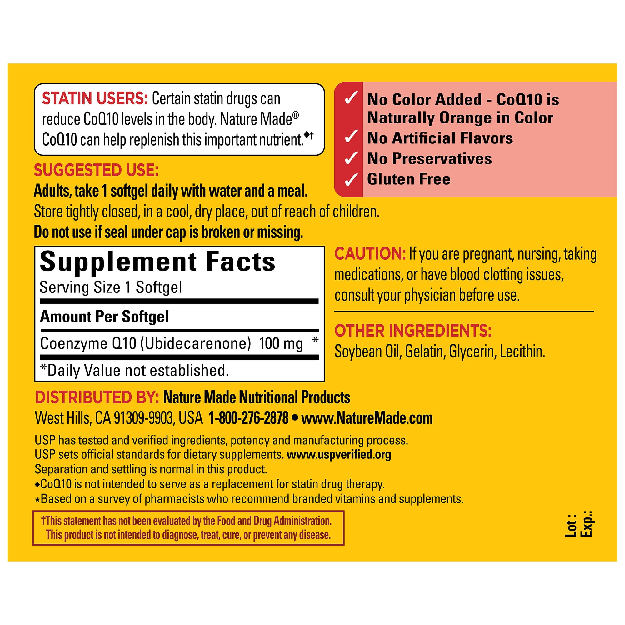 Nature Made CoQ10 100mg Softgels, Dietary Supplement for Heart Health Support, 72 Count