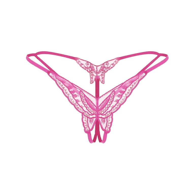 Women G-String Thong Sequin Butterfly Lace Panties Low Waist Elastic  Underwear Underpants 