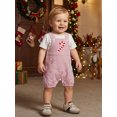 thumbnail image 3 of RUINIXCW Newborn Baby Boy Christmas Outfit Infant Boys Romper Overalls Xmas Clothes Striped Cute Embroidery Sleeveless Jumpsuit Shorts, 3 of 10