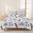 thumbnail image 3 of Quilts Twin Size Bedding Set, Summer Beach Lightweight Quilted Comforter, Colorful Surfboard Swim Ring Palm Tree Soft Reversible Bedspread Coverlet with Pillow Covers for All Season, 68" x 86", 3 of 9