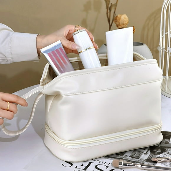Large Capacity Cosmetic Bag, Double Layer Toiletry Organizer, Portable Travel Handbag, Durable Storage + Stylish Clouds Design, Ideal for Women, Perfect for Makeup + Personal Care Essentials