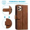 thumbnail image 5 of Wallet Case for iPhone 14 Pro Max, Retro Matte 9 Card Holder Slots Zipper Pocket Case PU Leather Magnetic Closure Kickstand with Wrist Strap Shockproof Folio Flip Case - Brown, 5 of 18