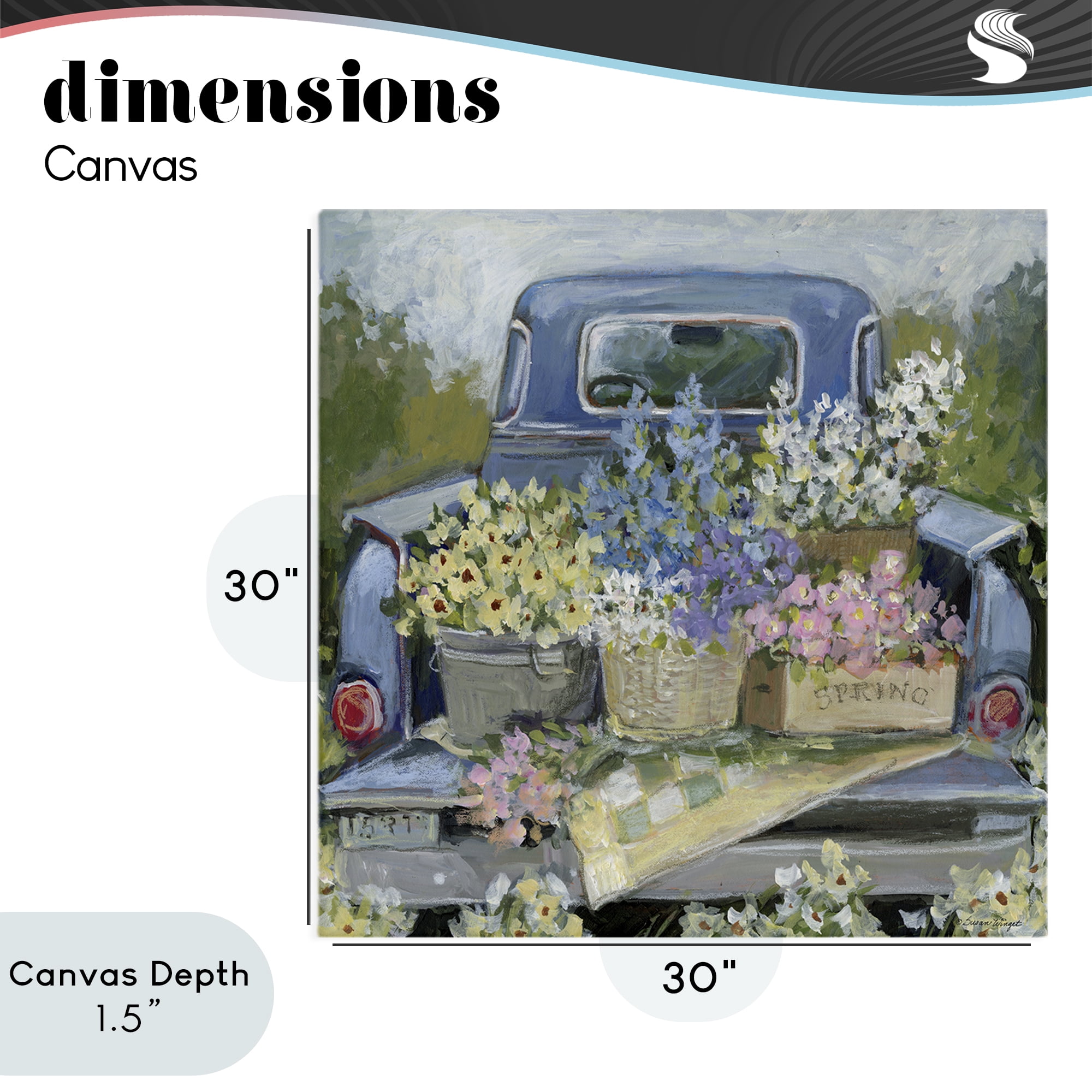 Stupell Industries Truck Bed with Flowers Canvas Wall Art, design by Susan Winget