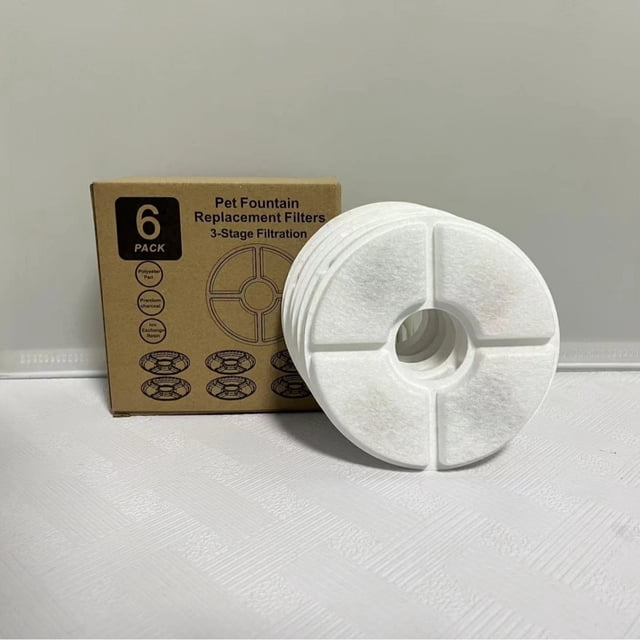 6 Pieces Cat Water Fountain Filters, Replacement Filters for Fountain with Resin and Activated Charcoal, Filter for Drinking Fountain for Cats and Dogs 12.5*3.8cm