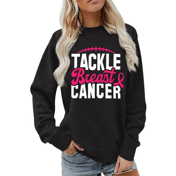 Bibifish Sweatshirts For Women Cancer Letter Print Fall Soft Crewneck Sweatshirts Casual Long Sleeve Pullover Tops