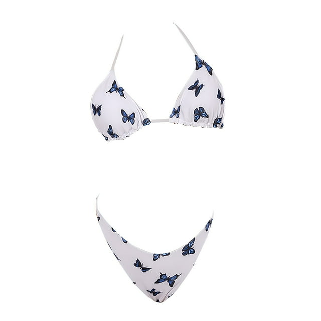 WTXUE Ensemble de Maillot de Bain Bikini Taille Haute Maillot de Bain Deux Pièces Imprimé Triangle Col Bikini Maillot de Bain Ajusté Ensembles (Femmes) Taille P