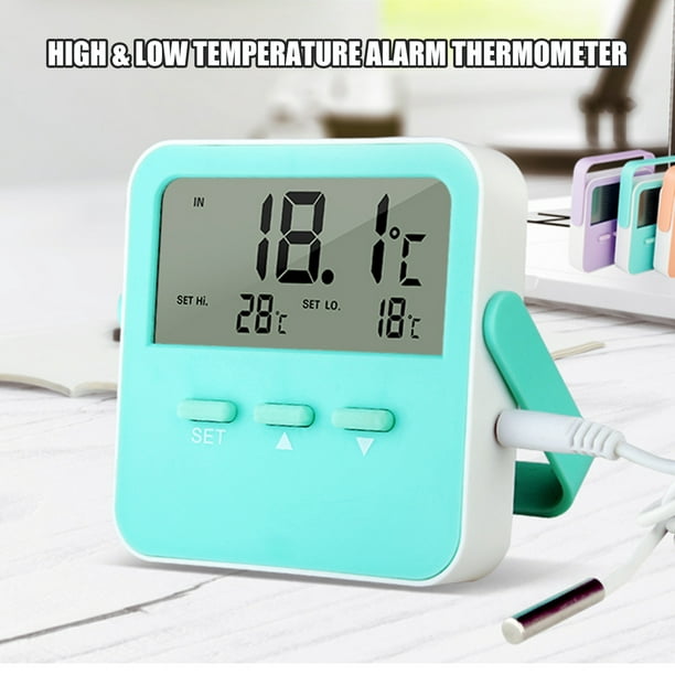 Thermomètre d'alarme de température haute et basse Thermomètre d'intérieur  avec alarme haute et basse Thermomètre numérique pour réfrigérateur avec  grand écran LCD 