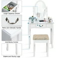 thumbnail image 2 of Gymax Ensemble Table de Maquillage et Tabouret avec Tiroirs Miroir Coiffeuse Blanc, 2 of 9