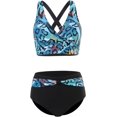 thumbnail image 3 of LAICAIW Womens Two Piece Swimsuits Wrap Front Bikini High Waisted Bottom Tummy Control Bathing Suits Vintage Print Swimwear, 3 of 6
