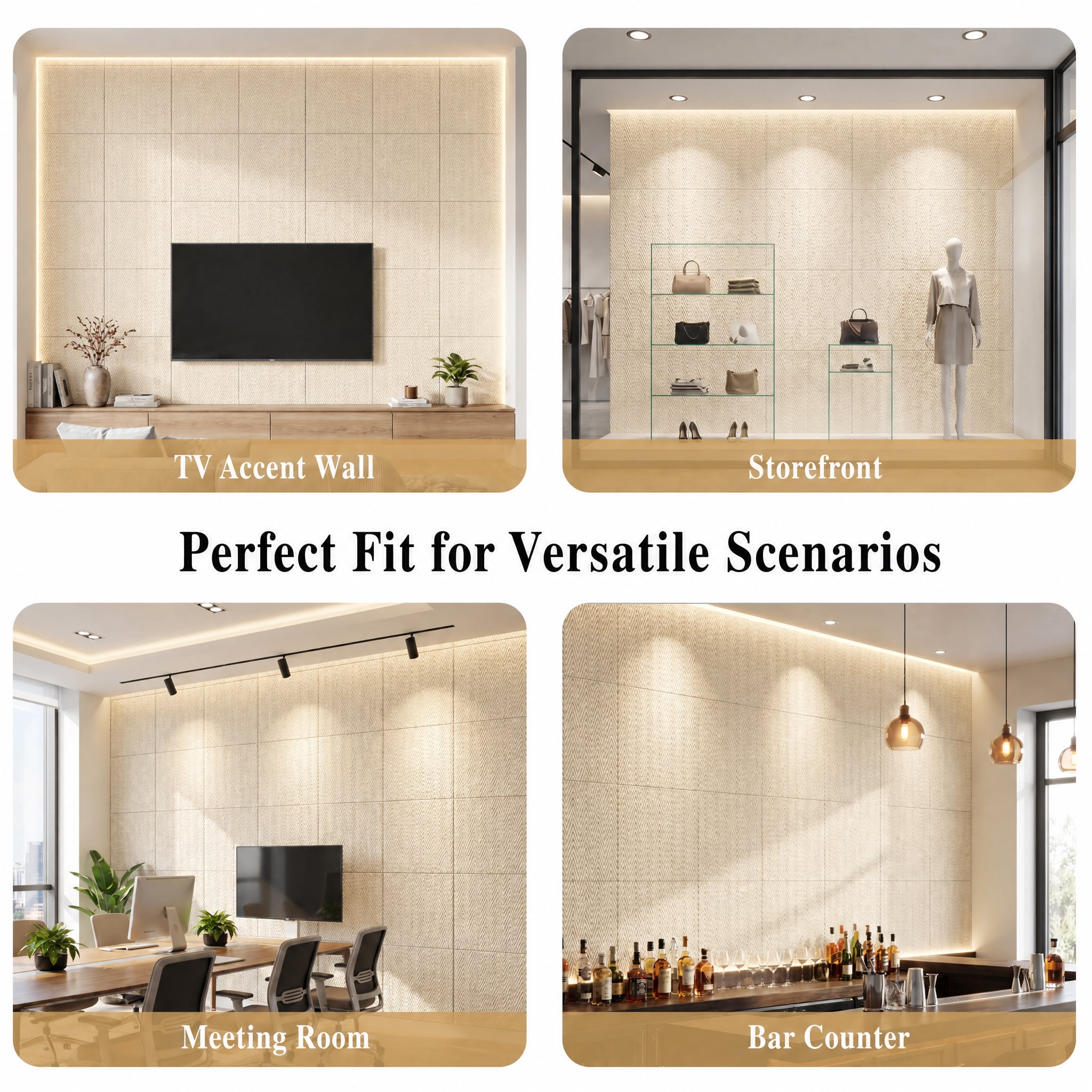 Real3D 8Pcs 24"x24" Faux Stone Wall Panels 3D Textured, Flexible Real Sand Finish Decorative Wall Tiles,Creamy White