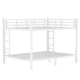 thumbnail image 5 of Tcbosik Queen Over Queen Size Metal Bunk Bed with Guardrail and Ladder, Bed Frame for Bedroom, Easy Assembly, No Box Spring Needed, White, 5 of 8