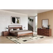 Limari Home Berlin Modern Veneer and Solid Wood Bedroom Nightstand in Walnut